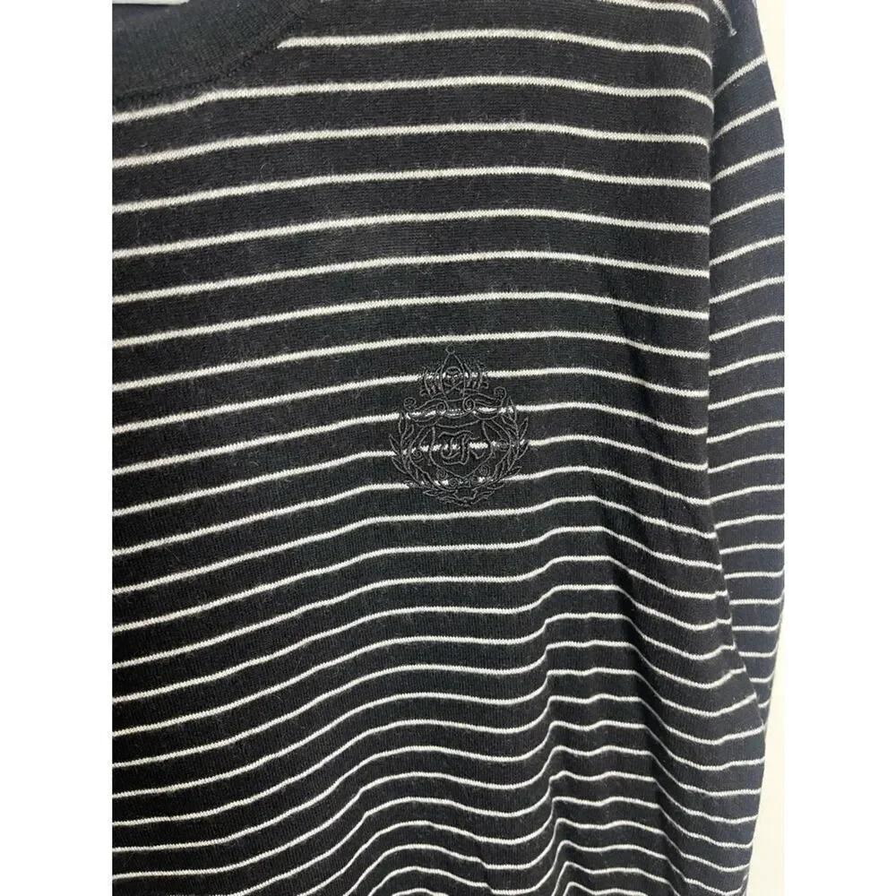 $355 The Kooples Embroidered Blazon Crewneck Sweater In Black/White  NWT